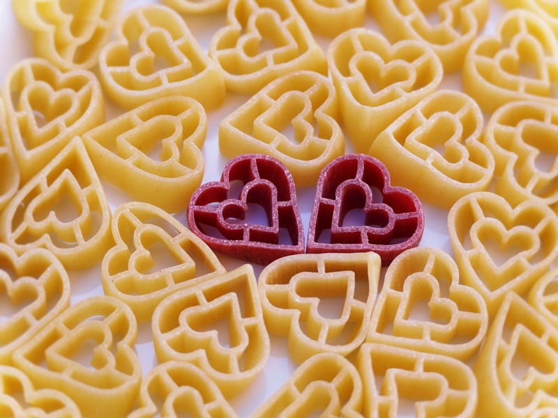 Pasta with diverse textures